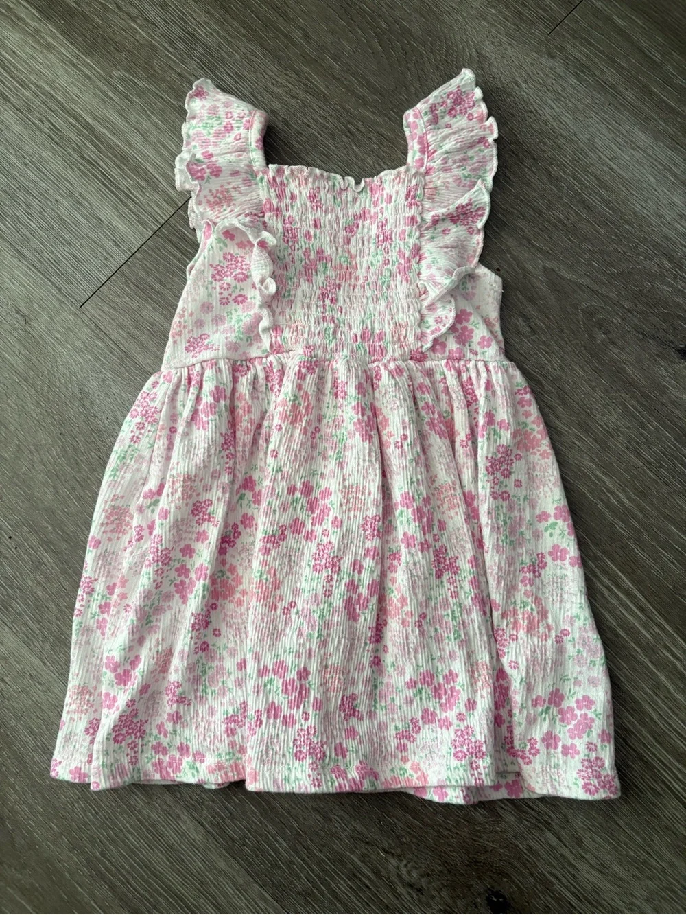 Kids Pink Floral Ruffle Sundress